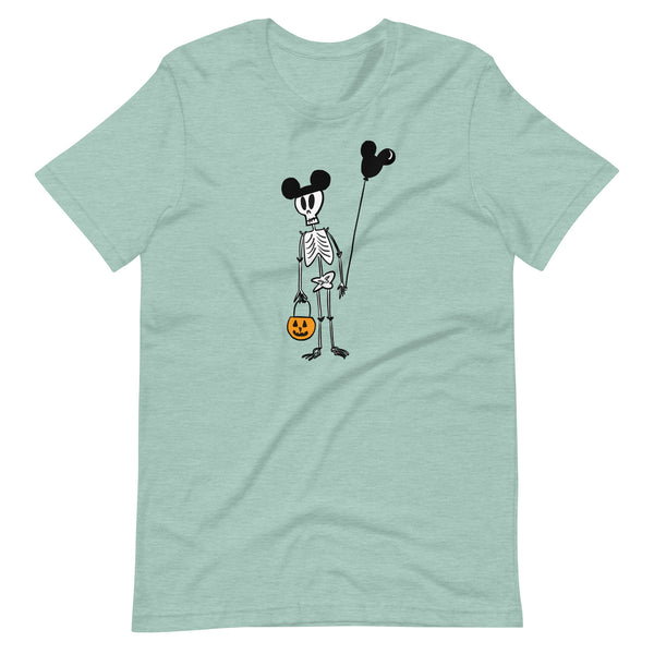 Funny Disney Halloween Skeleton T-Shirt with Mickey Balloon and Trick or Treat Pumpkin T-Shirt