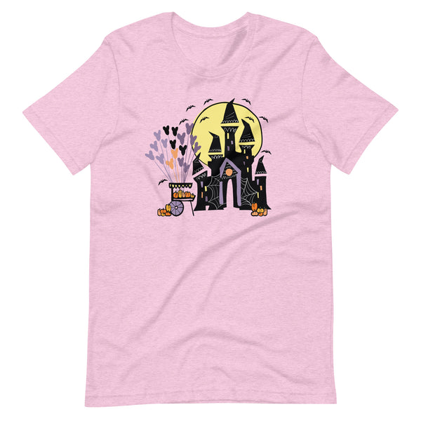 Disney World Halloween Castle T-Shirt with Pumpkin Cart and Balloons Disney Halloween T- Shirt