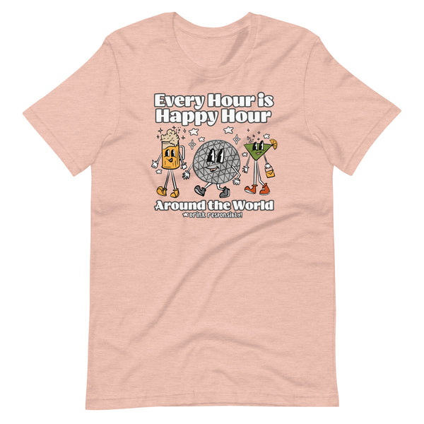 Disney Epcot Drinking T-shirt Every Hour is Happy Hour Drinking Around the World Food and Wine T-Shirt