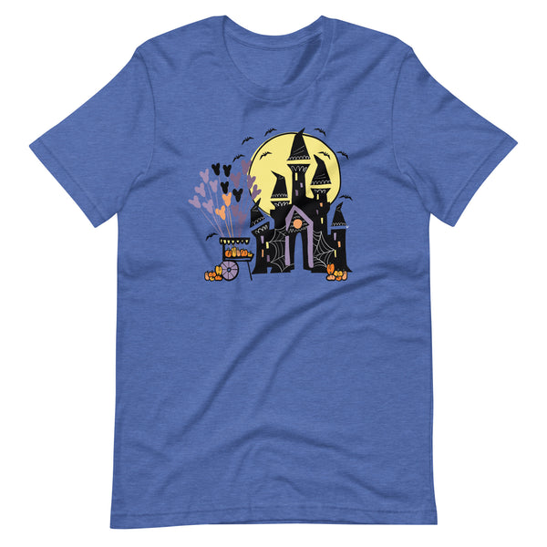 Disney World Halloween Castle T-Shirt with Pumpkin Cart and Balloons Disney Halloween T- Shirt