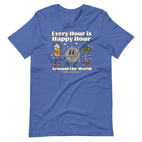 Disney Epcot Drinking Retro T-Shirt- READY TO SHIP-Heather Royal Blue- Small