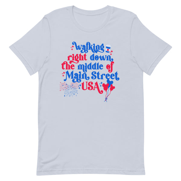 July 4th Disney Magic Kingdom Main Street USA mickey fireworks Independence Day Fourth of July Unisex t-shirt