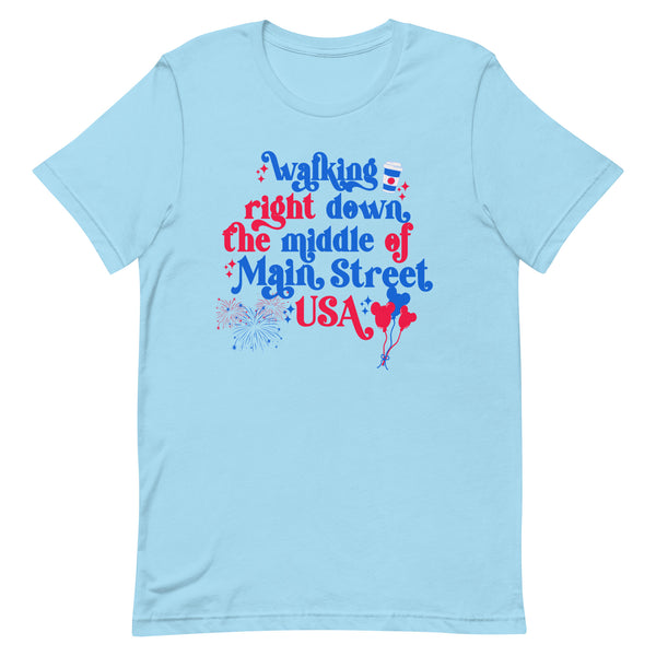 July 4th Disney Magic Kingdom Main Street USA mickey fireworks Independence Day Fourth of July Unisex t-shirt