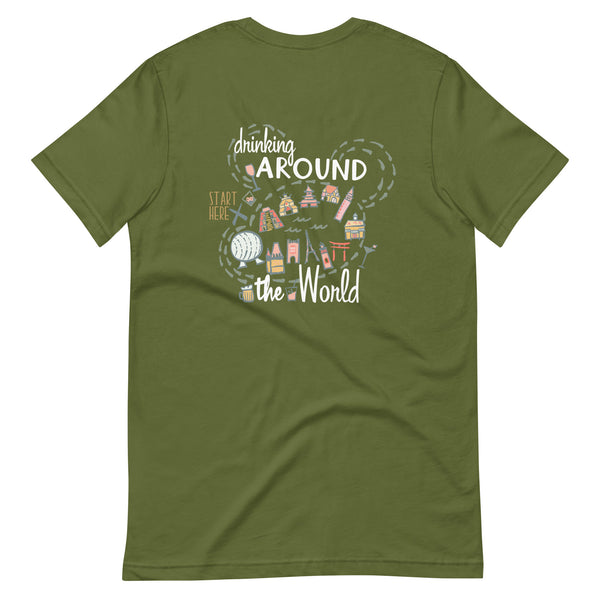 Epcot Drinking Around the World T-Shirt Start Here Epcot Food Disney Shirt 2-Sided Food and Wine Festival T-Shirt