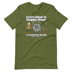 Disney Epcot Drinking T-shirt Every Hour is Happy Hour Drinking Around the World Food and Wine T-Shirt