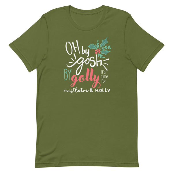 Oh By Gosh By Golly T-Shirt Christmas Shirt Mistletoe and Holly Hidden Mickey T-Shirt