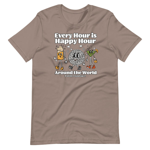 Disney Epcot Drinking T-shirt Every Hour is Happy Hour Drinking Around the World Food and Wine T-Shirt