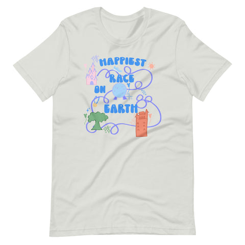 runDisney Happiest Race on Earth  T-shirt- READY TO SHIP- Silver- Small