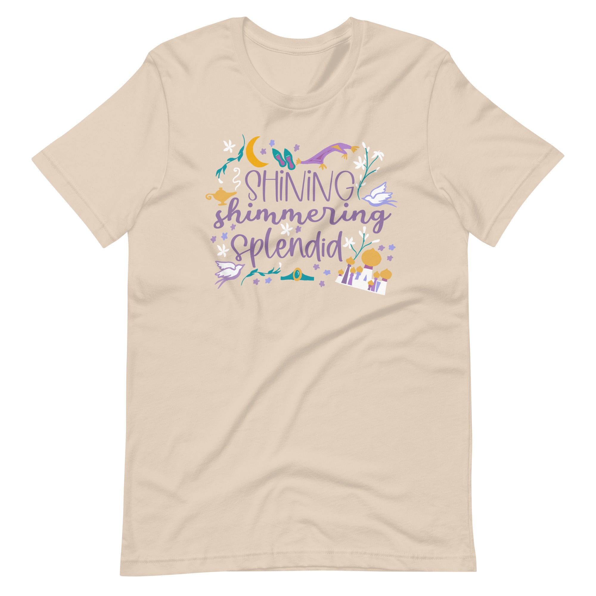 Jasmine Shining Shimmering T-Shirt Aladdin- READY TO SHIP- Soft Cream- SMALL