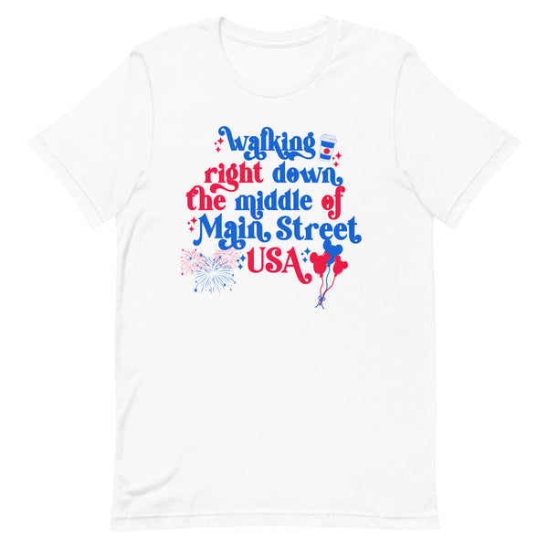 July 4th Disney Magic Kingdom Main Street USA mickey fireworks Independence Day Fourth of July Unisex t-shirt