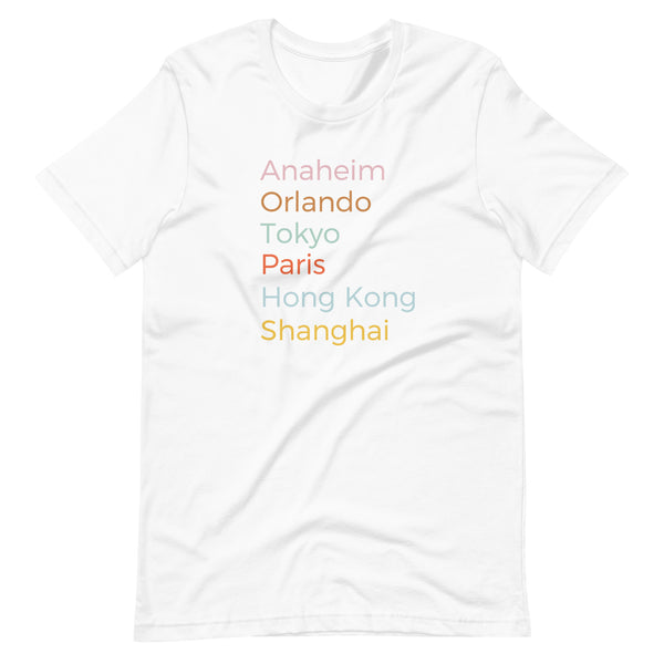 Disney Parks T-Shirt Disney Cities List Disney Unisex T-Shirt