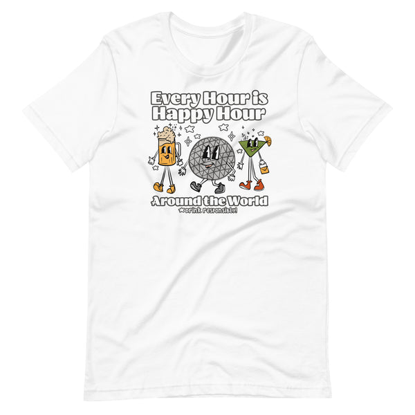 Disney Epcot Drinking T-shirt Every Hour is Happy Hour Drinking Around the World Food and Wine T-Shirt