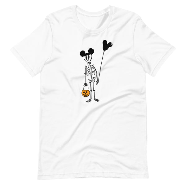 Funny Disney Halloween Skeleton T-Shirt with Mickey Balloon and Trick or Treat Pumpkin T-Shirt