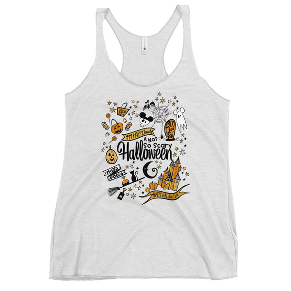 Disney Halloween Party Tank Top Disney Shirt Not So Scary Halloween Magic Kingdom Party Women's Racerback Tank