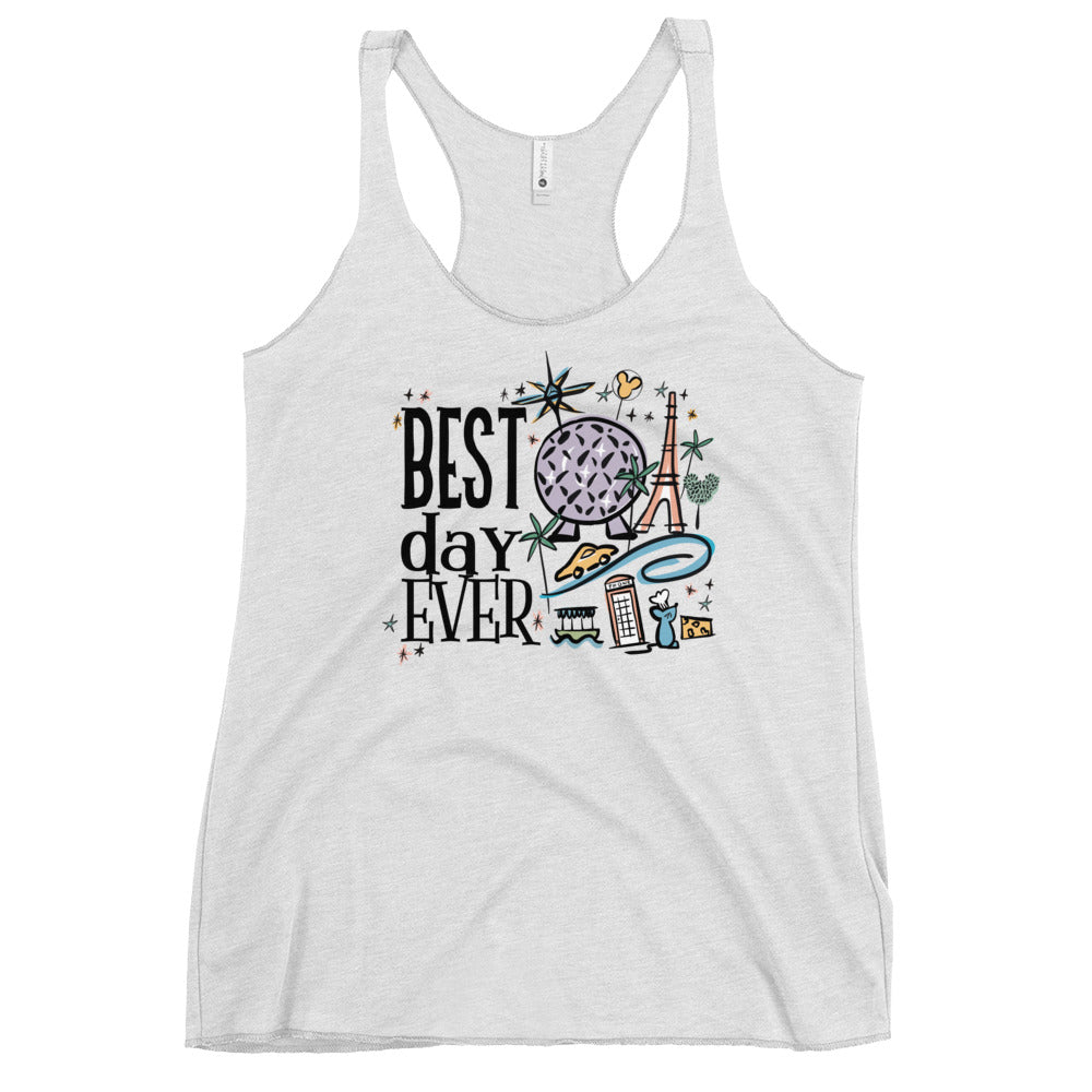 Disney Epcot Park Tank Top Best Day Ever Disney Trip Spaceship Earth Women's Racerback Tank