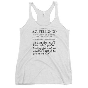 A.Z. Fell and Co Tank Top Good Omens Bookshop Antiquarian Aziraphale Crowley Women's Racerback Tank