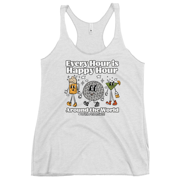 Disney Epcot Drinking Tank Top Every Hour is Happy Hour Drinking Around the World Food and Wine Tank