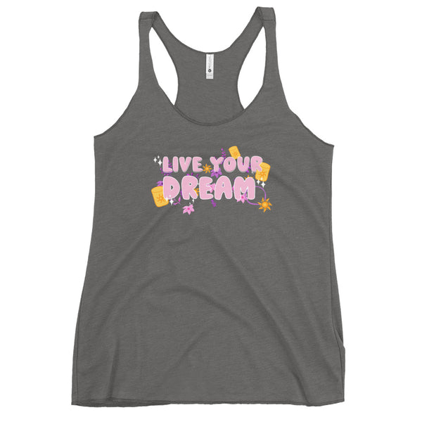 runDisney Tangled Live Your Dream Disney Rapunzel Running Women's Racerback Tank