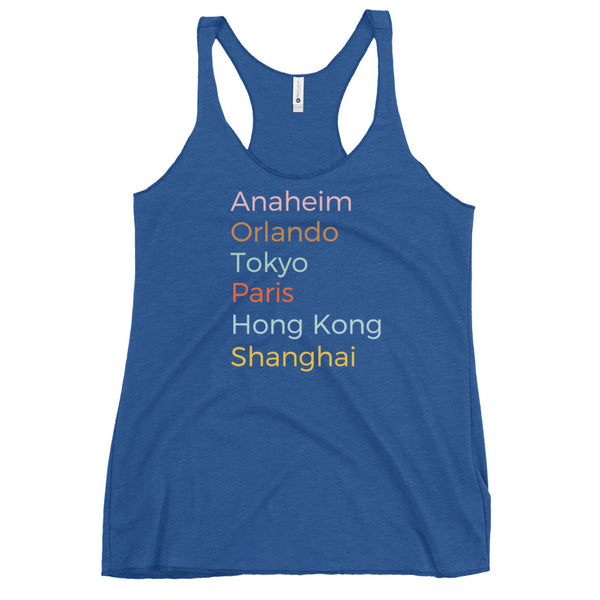 Disney Parks Tank Top Disney Cities List Disney Women's Racerback Tank