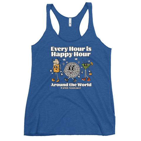 Disney Epcot Drinking Tank Top Every Hour is Happy Hour Drinking Around the World Food and Wine Tank