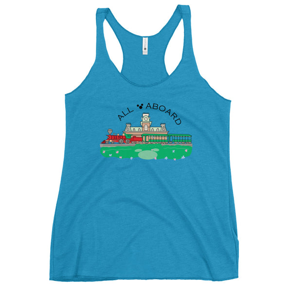 Disney Train All Aboard Disney Railroad Shirt Disney Tank Top Women's Racerback Tank