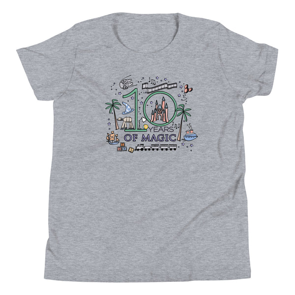 Disney 10th Birthday Kid's Shirt Disney Anniversary Shirt 10 Years of Magic Milestone Birthday Kid's Shirt
