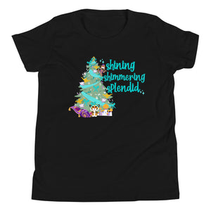 Princess Jasmine Kids Disney Christmas Tree Holiday Aladdin Youth Short Sleeve T-Shirt