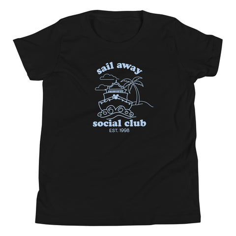 Disney Cruise Sail Away Social Club Kids Shirt Disney Vacation Youth Short Sleeve T-Shirt