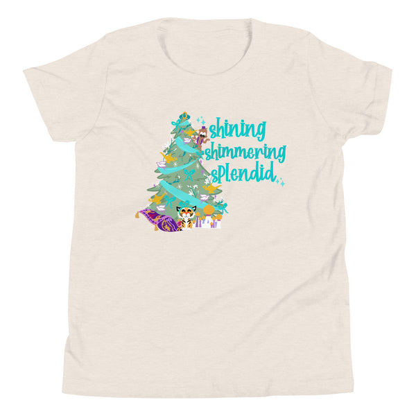 Princess Jasmine Kids Disney Christmas Tree Holiday Aladdin Youth Short Sleeve T-Shirt