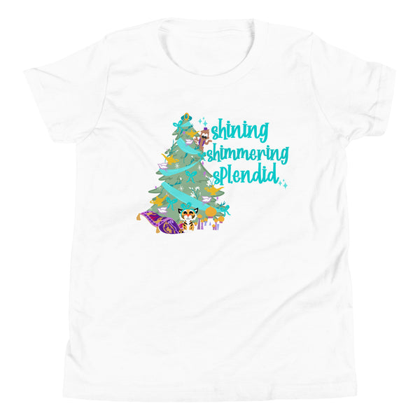 Princess Jasmine Kids Disney Christmas Tree Holiday Aladdin Youth Short Sleeve T-Shirt