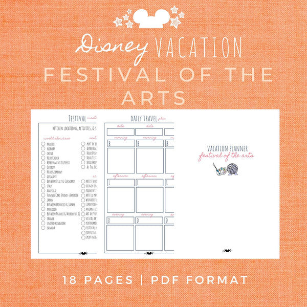 Disney Planner FESTIVAL OF THE ARTS Disney Vacation Planner Printable