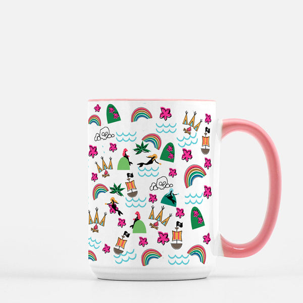 Neverland Mermaids Mug Disney Peter Pan Mug with Pink Handle