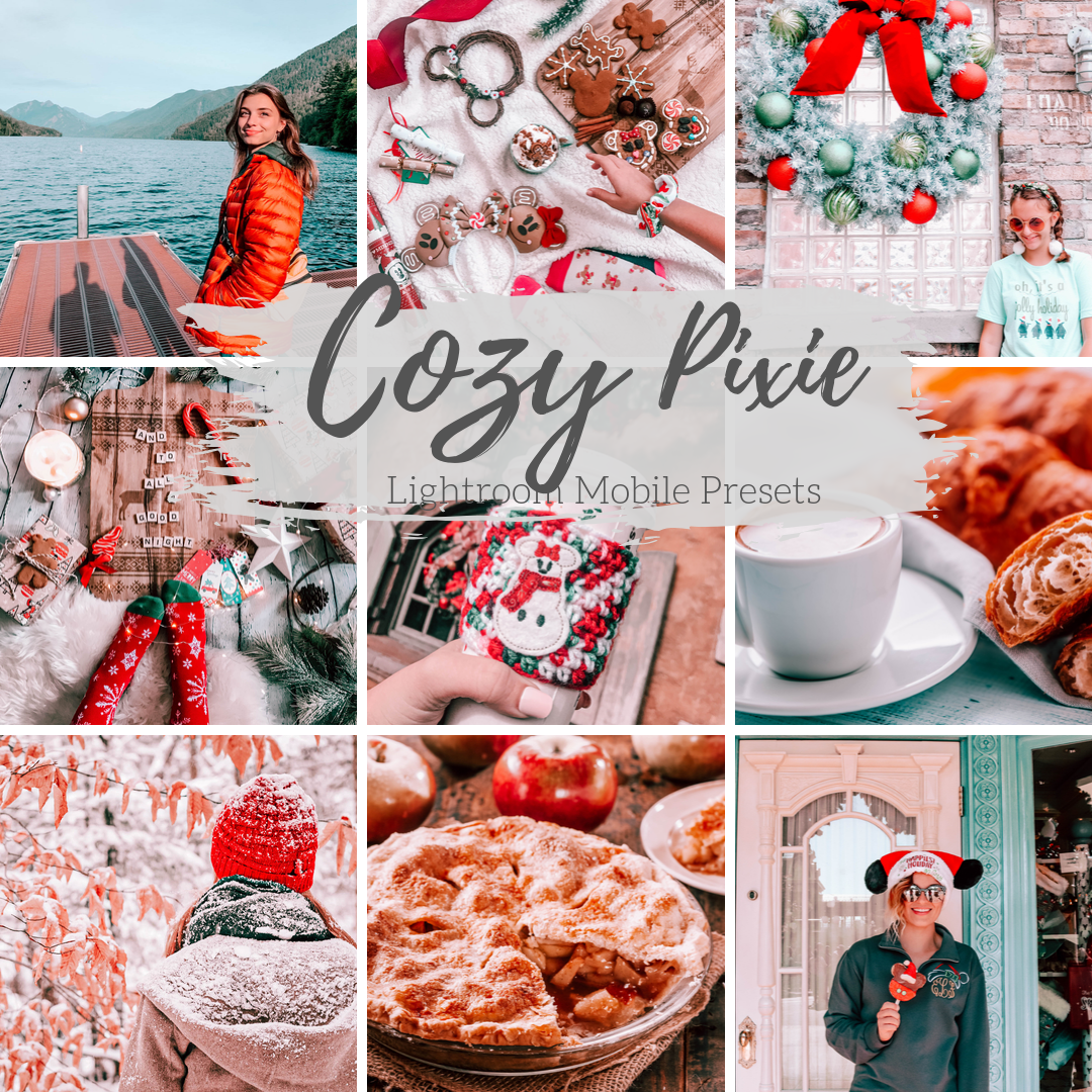 Winter Christmas Presets Holiday Cozy Lightroom Mobile Presets, 4 Travel Fashion Blogger Presets, Bright Holiday Lifestyle Presets