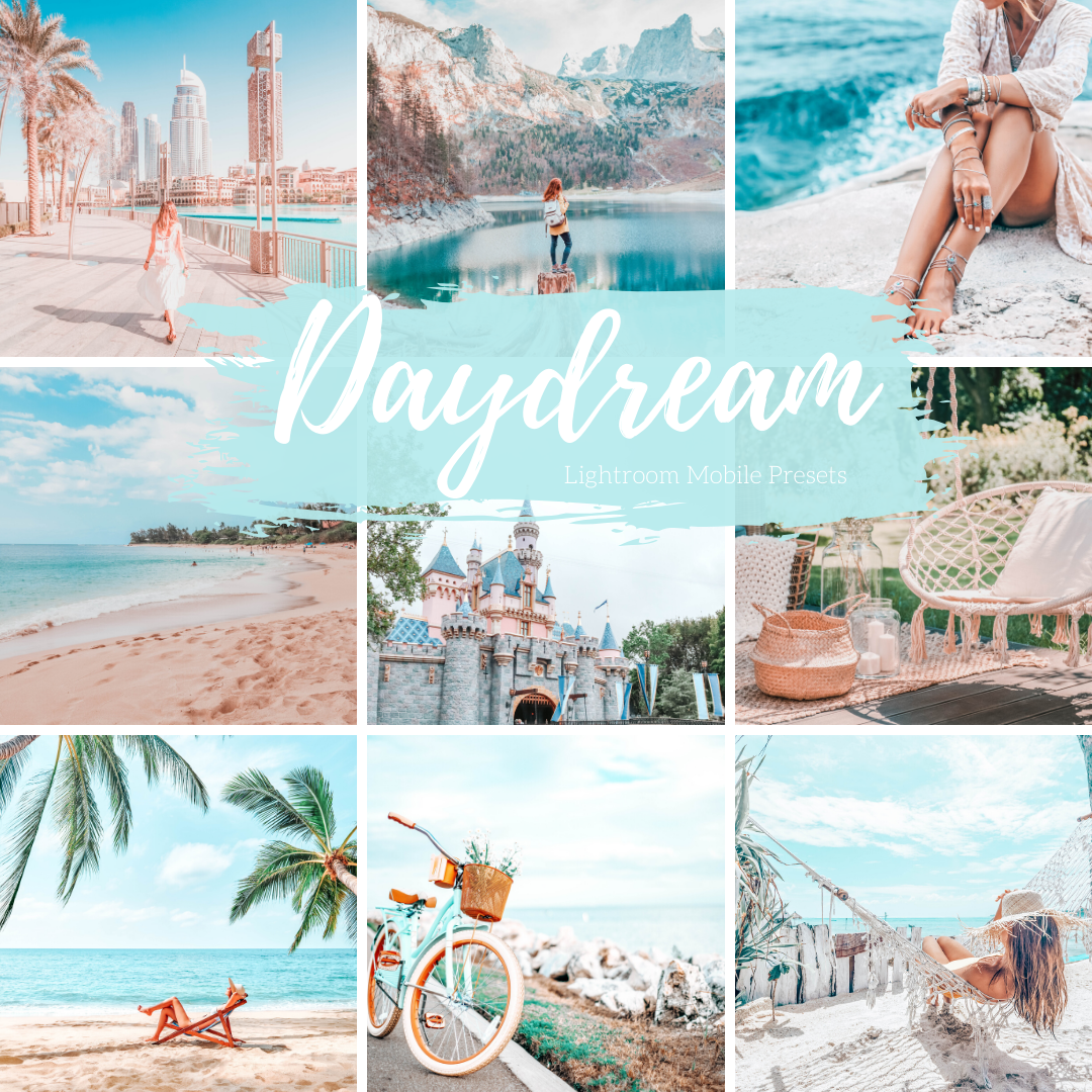 5 Mobile Lightroom Presets, Airy Bright Blues Daydream Lightroom Mobile Instagram Presets  Lifestyle presets Travel Photography Presets
