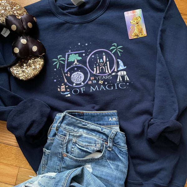 50 Years of Magic Sweatshirt Walt Disney World 50th Anniversary Unisex Crew Sweatshirt