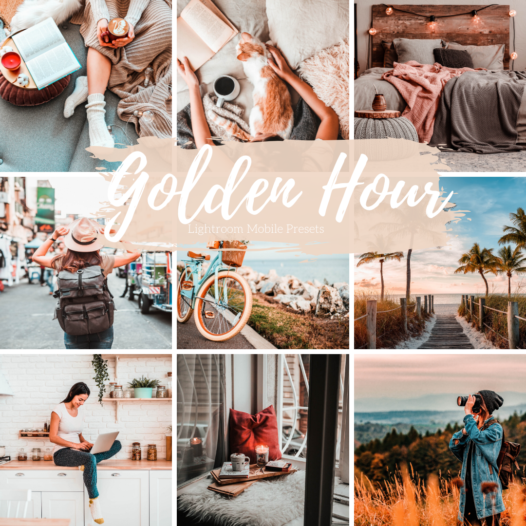 Golden Hour Lightroom Mobile Preset, 5 Travel Blogger Presets, Lifestyle Presets, Fashion and Home Instagram Presets