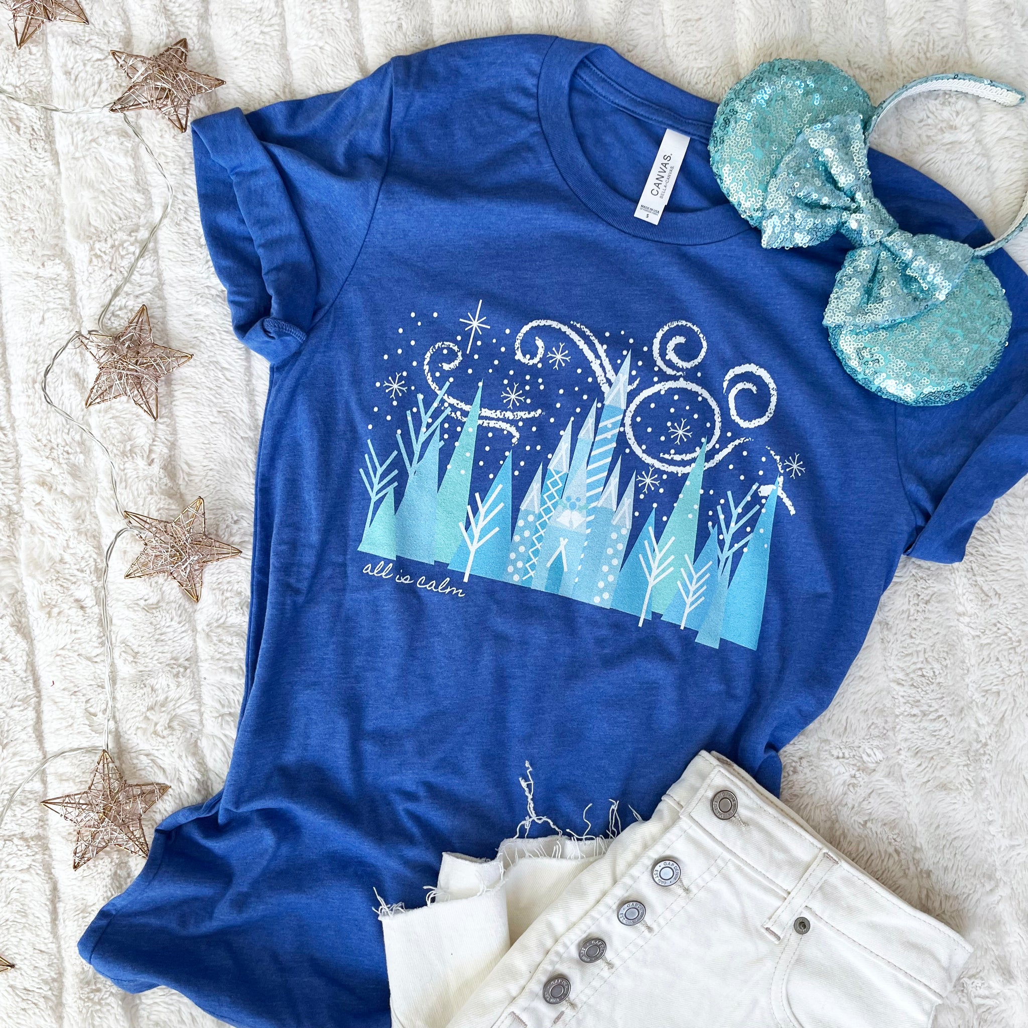 Disney Christmas Castle T-Shirt - READY TO SHIP-Heather Royal Blue-Small