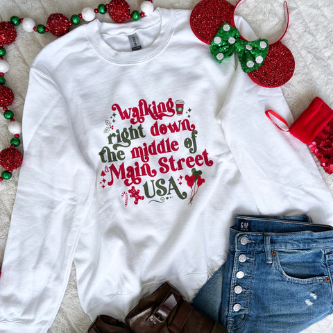 Main Street USA Holiday Disney Sweatshirt Magic Kingdom at Christmas Unisex Sweatshirt