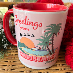 Castaway Cay Christmas Island Disney Cruise Disney Christmas Mug with Red Color Inside