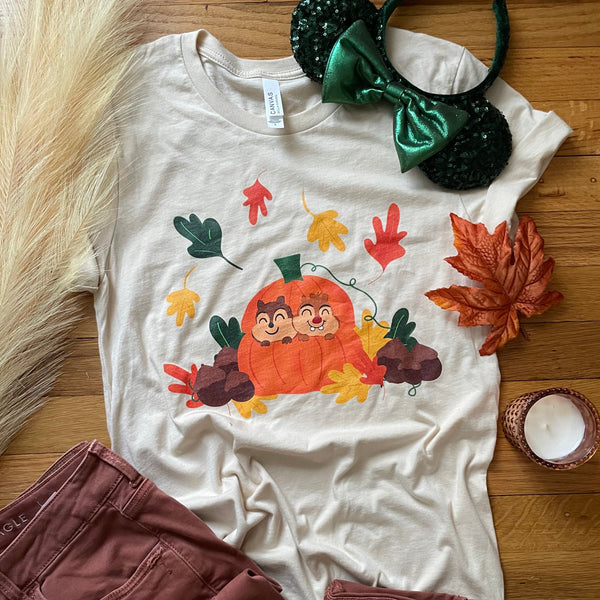 Chip and Dale Fall Pumpkin Disney Halloween Unisex t-shirt