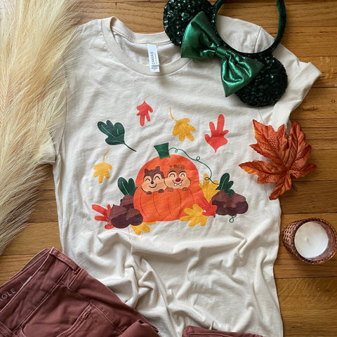 Chip and Dale Fall Pumpkin Disney Halloween Unisex t-shirt