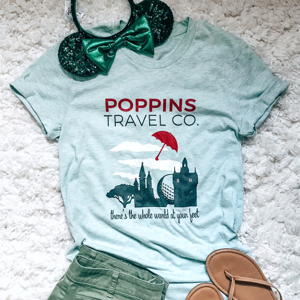 Mary Poppins Travel Co., Red Umbrella Unisex T-Shirt