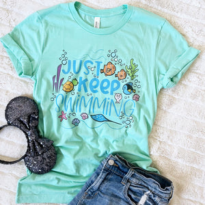 Finding Nemo T-Shirt Disney Shirt Just Keep Swimming Ocean T-Shirt