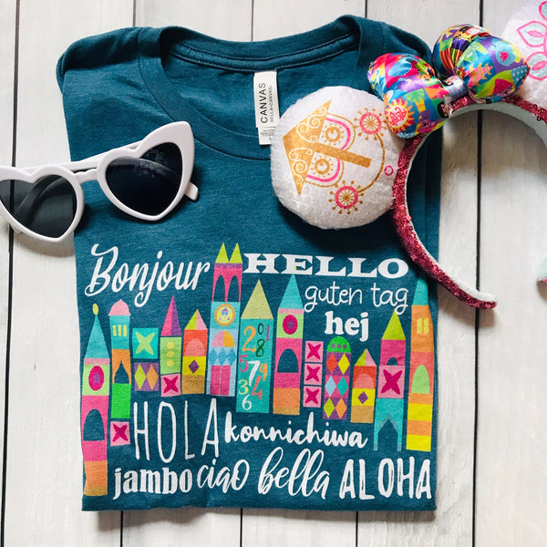 Small World Hello T-Shirt Disney Small World Many Languages Shirt