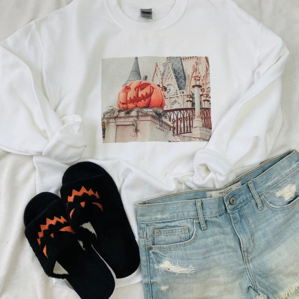 Disney Pumpkin Photo Sweater Magic Kingdom Castle Unisex Sweatshirt