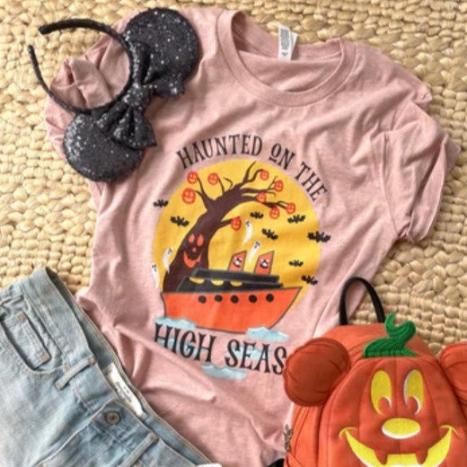 Disney Halloween Cruise T-shirt READY TO SHIP- Heather Prism Peach - Small