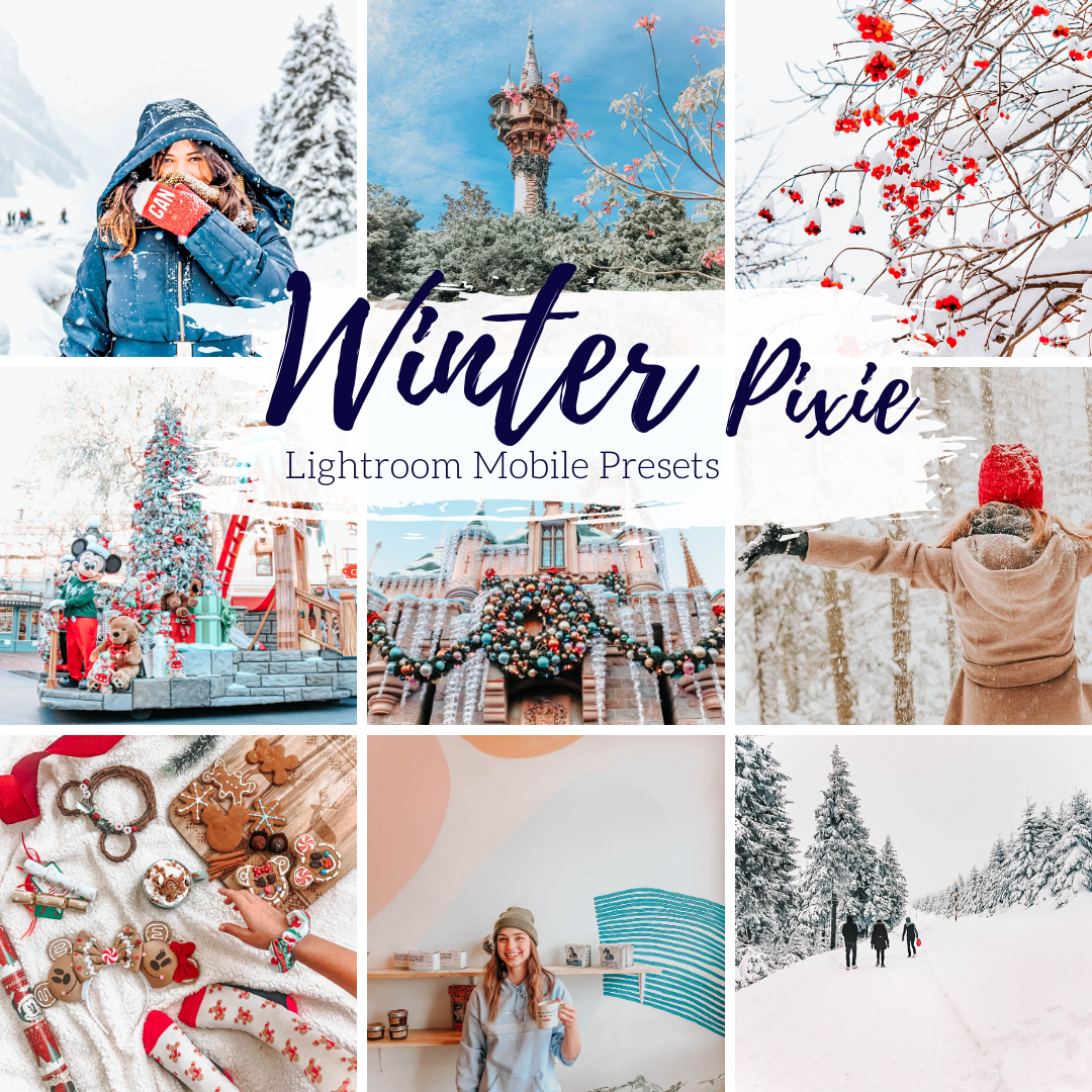 Winter Warm Snowy Presets Holiday Lightroom Mobile Presets, Winter Pixie Preset, Travel and Lifestyle Presets