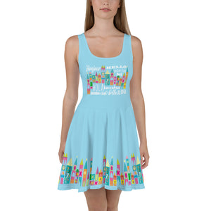 Small World Disney dress Walt Disney World Disneyland Blue Skater Dress