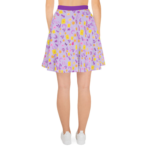 Tangled skirt Rapunzel floating lanterns floral Skater Skirt