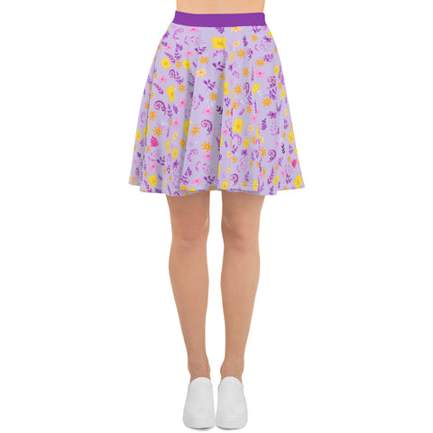Tangled skirt Rapunzel floating lanterns floral Skater Skirt